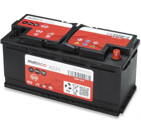 Metaco 105 А/ч о.п. 950А 12V AGM