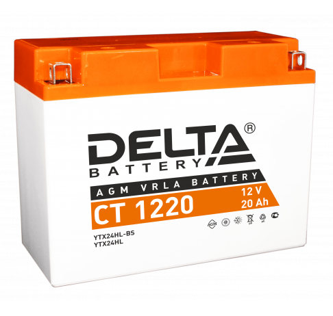 Delta 20 А/ч о.п. 250А 12V CT1220 AGM VRLA (YTX24HL-BS)