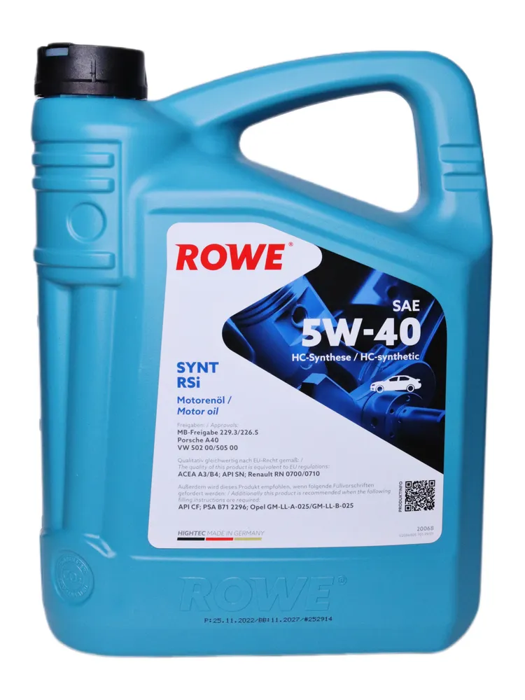 Масло моторное  ROWE 5W-40 НС-синтетика HIGHTEC SYNT RSi A3/B4 4л