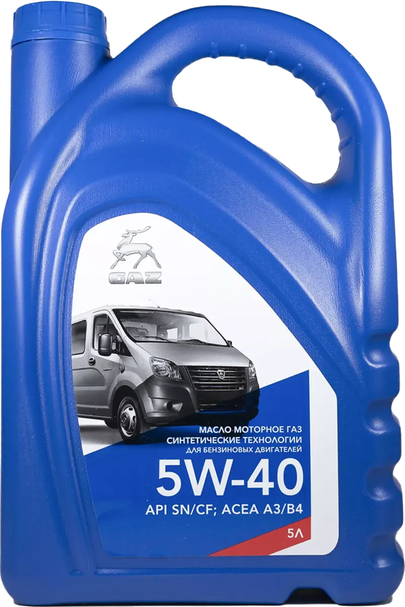 Масло моторное GAZ 5W40 синтетика 5л (API SN/CF ACEA A3/B4)