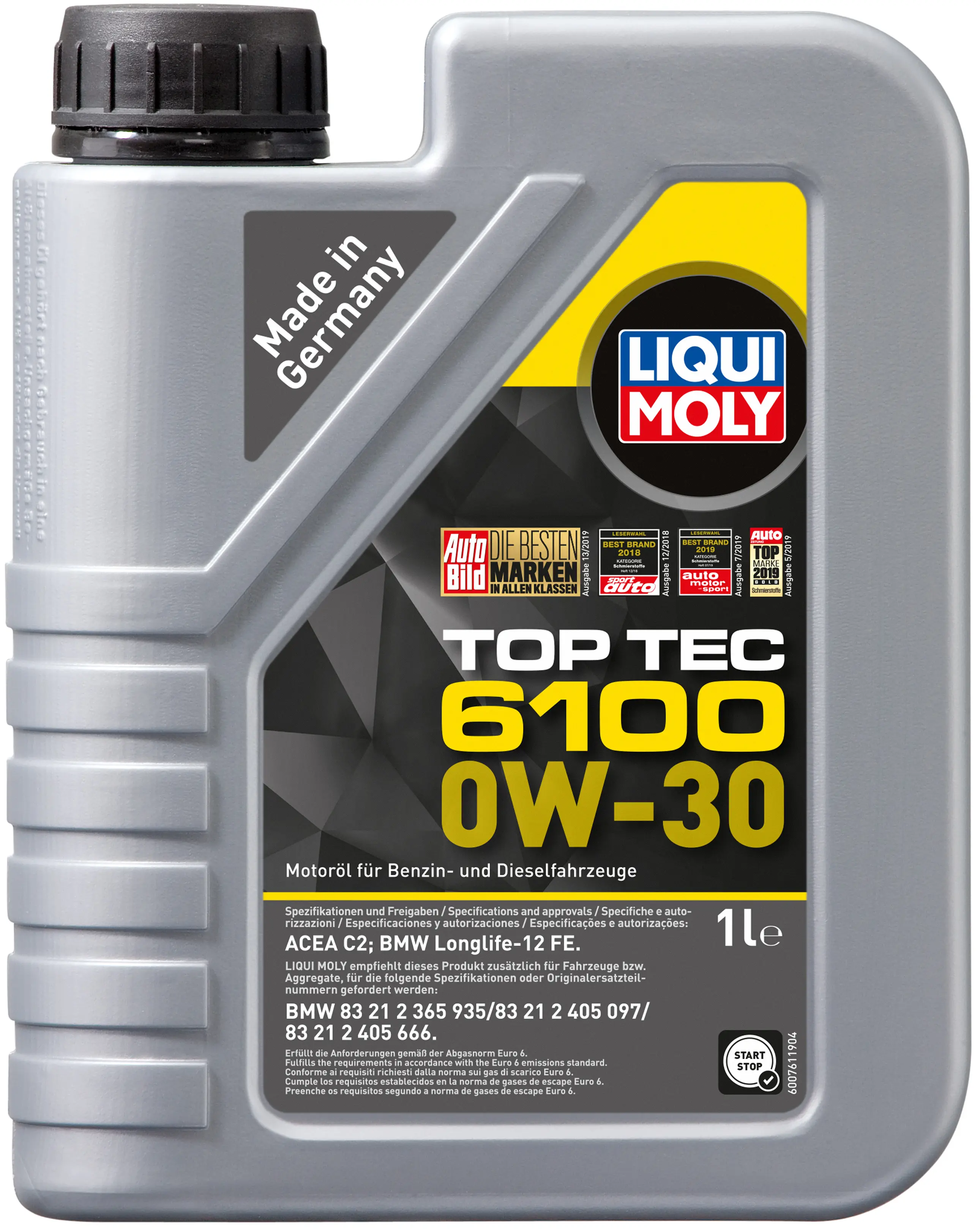 Масло моторное Liqui Moly Top Tec 6100 0W-30 1L  ACEA  C2  BMW Longlife-12 FE