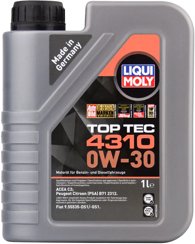 Масло мотоpное Liqui Moly Top Tec 4310 0W-30 (1L) ACEA C2 Fiat 9.55535-GS1 Peugeot Citroen (PSA) B71