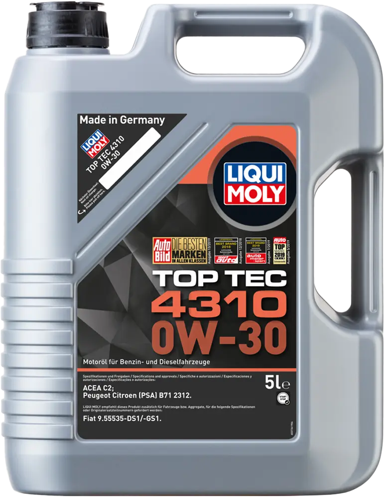 Масло мотоpное Liqui Moly Top Tec 4310 0W-30 (5L) ACEA C2 Fiat 9.55535-GS1 Peugeot Citroen (PSA) B71