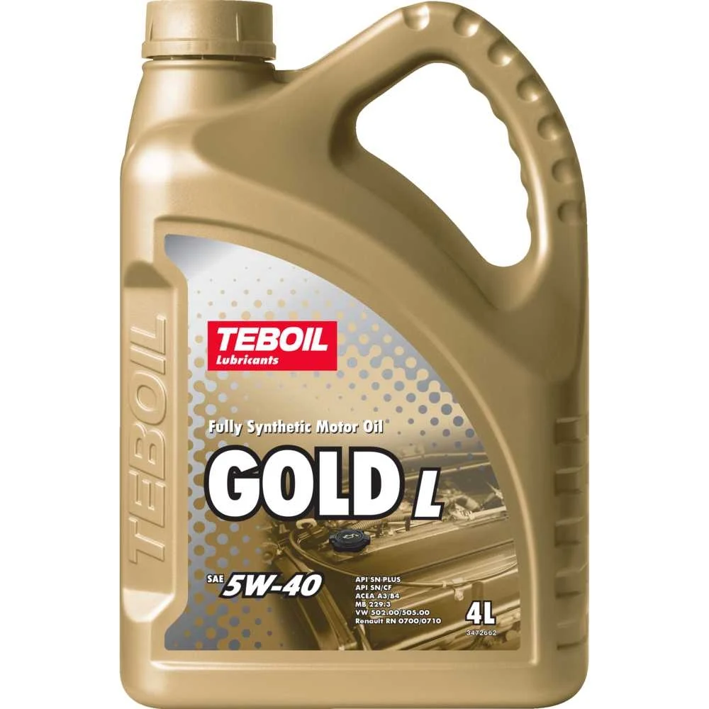 Масло мотоpное Teboil Gold L 5W-40 4л API SN/SN PLUS/CF/ACEA A3/B4/VW 502.00/505.00
